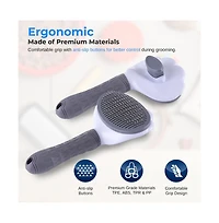 SereneLife Self-Cleaning Slicker Brush - Skin-Friendly Grooming Brush with Massage Particles and Release Button
