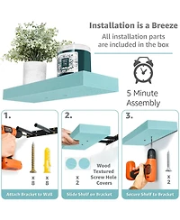 Sorbus 4 Pack Wall Mounted Floating Shelves - for Bathroom, Kitchen, Bedroom