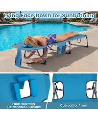 Gymax 2PCS Tanning ChairPortable Chaise Lounge Chair w/4-Position Adjustable Backrest