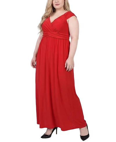 Ny Collection Plus Ruched Empire Maxi Dress