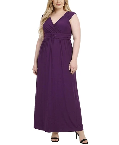 Ny Collection Plus Size Ruched Empire Maxi Dress