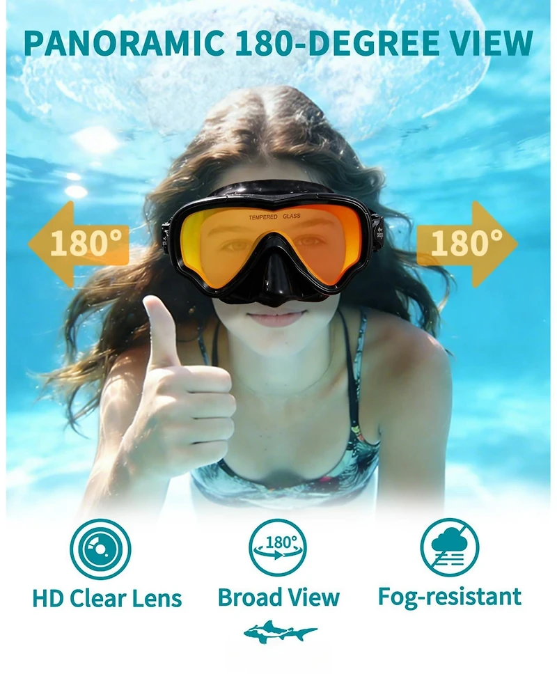 Gnuadz Swim Mask Goggles Nose Cover Anti Fog Tempered Glass Uv Protection