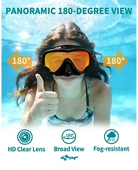 Gnuadz Swim Mask Goggles Nose Cover Anti Fog Tempered Glass Uv Protection