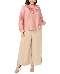 Vince Camuto Plus Ruffle V-Neck Top