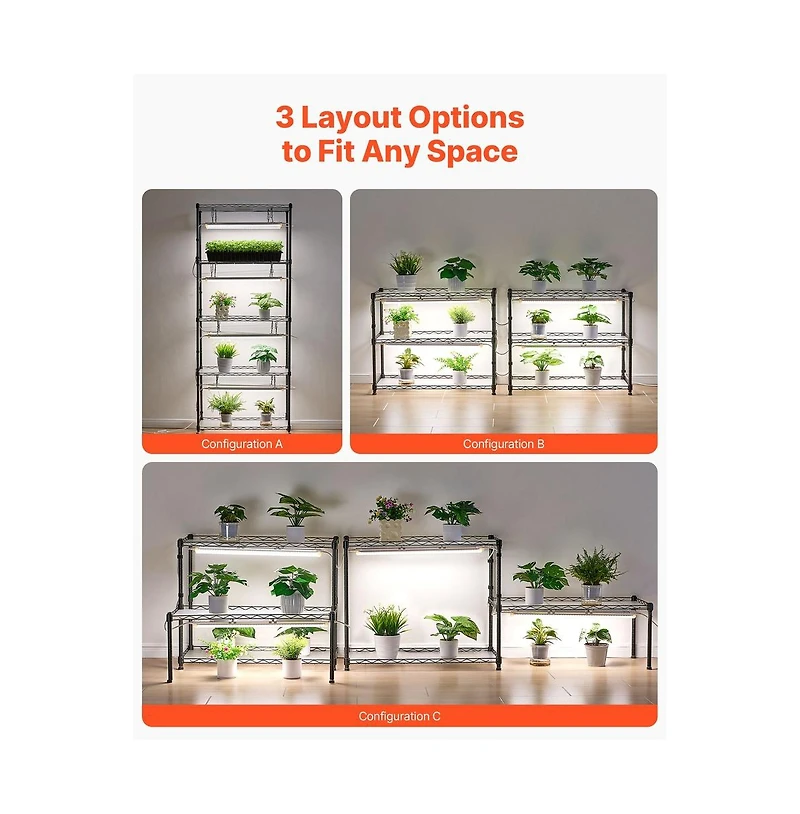 Sugift 71 in Diy Plant Shelf with Grow Lights Indoor Stand on Wheels