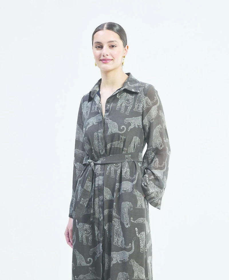 Reistor Women's Relaxed-fit Shirt Dress Animal Print