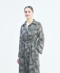 Reistor Women's Relaxed-fit Shirt Dress Animal Print