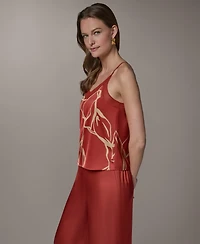 Donna Karan New York Women's Printed V-Neck Lace Trim Camisole