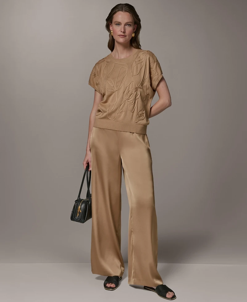 Donna Karan New York Women's Short-Sleeve Crewneck Cotton Sweater