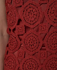 Donna Karan New York Women's Crewneck Crochet Shell Sweater
