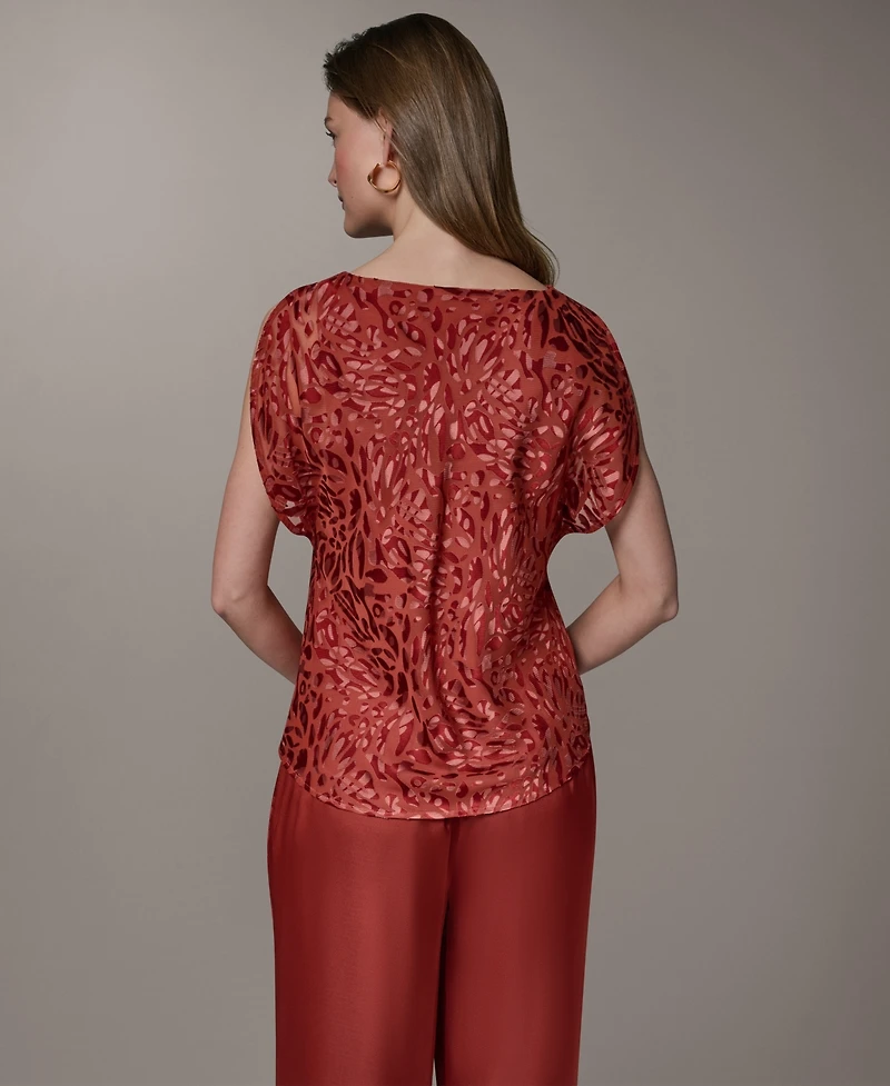 Donna Karan New York Women's Printed Cowl Neck Top