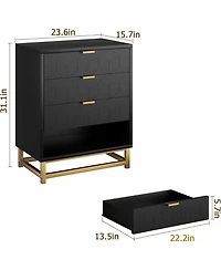 gaomon 4 Drawer Dresser, Large Dresser for Bedroom with Drawers, Modern Dressers Gold Metal Handles Hallway,