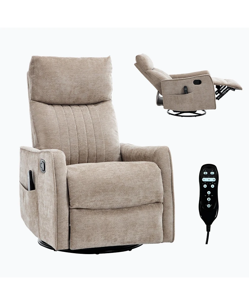 Boyel Living Heat Massage Manual Recliner Chair with Rocker Swivel in Fabric for Living Room