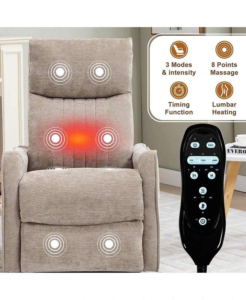 Boyel Living Heat Massage Manual Recliner Chair with Rocker Swivel in Fabric for Living Room
