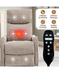 Boyel Living Heat Massage Manual Recliner Chair with Rocker Swivel in Fabric for Living Room
