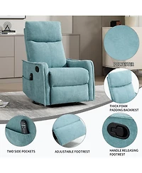 Boyel Living Heat Massage Manual Recliner Chair with Rocker and Swivel Fabric for Room