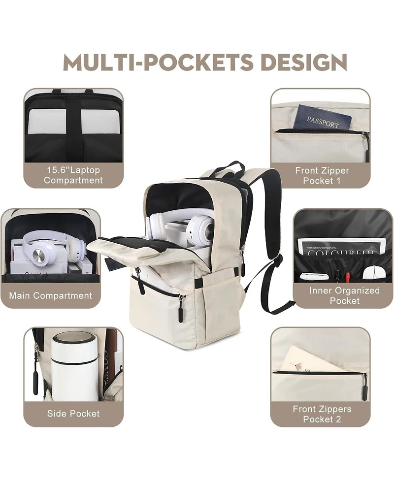 Laptop Backpack, Computer Bag with 2 Compartments, Ergonomic Shoulder Straps, 15.6 Inch Laptop Sleeve, Haul Handle, Book Backpacks, Bookbag for Women