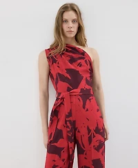 Mango Women's Printed Asymmetrical Jumpsuit
