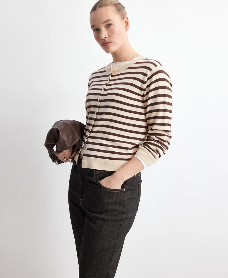 Mango Women's Stripped Knit Cardigan