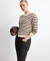 Mango Women's Stripped Knit Cardigan