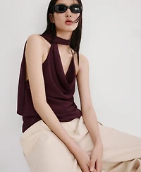 Mango Women's Draped-Neck Scarf Top