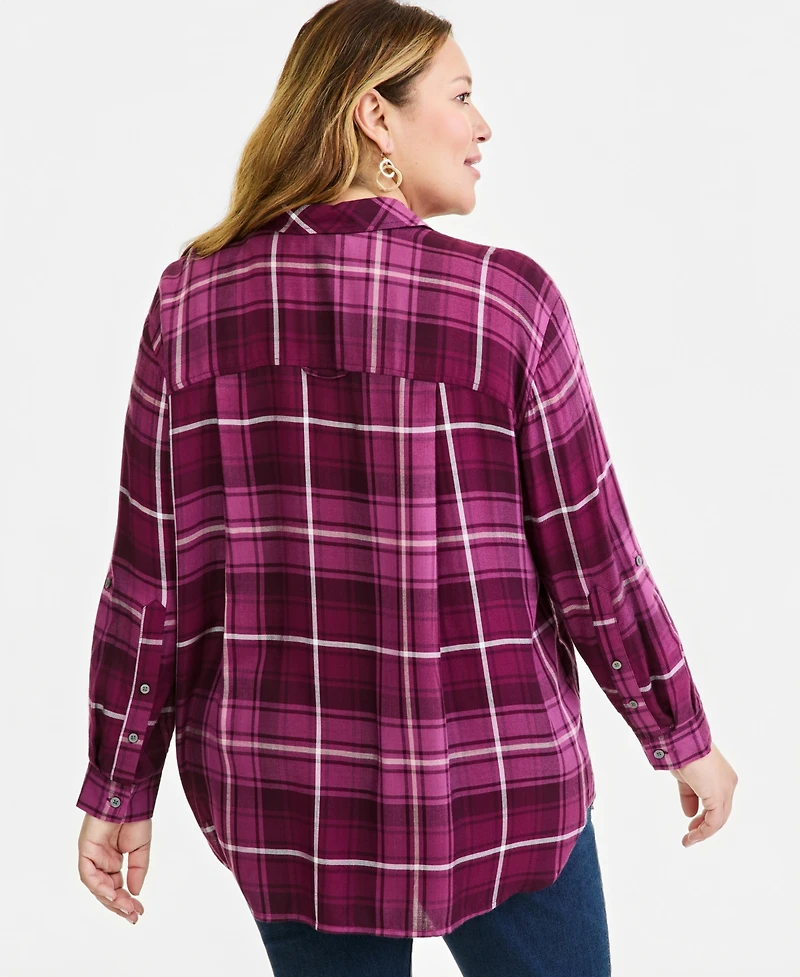 Style & Co Plus Plaid Button-Up Shirt, Macy's Exclusive