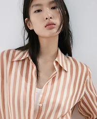 Mango Women's Semi-Transparent Striped Lyocell Shirt