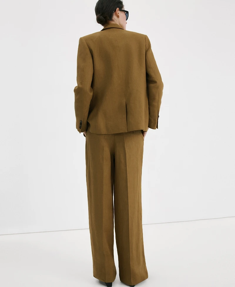 Mango Women's Straight-Fit Linen Suit Pants