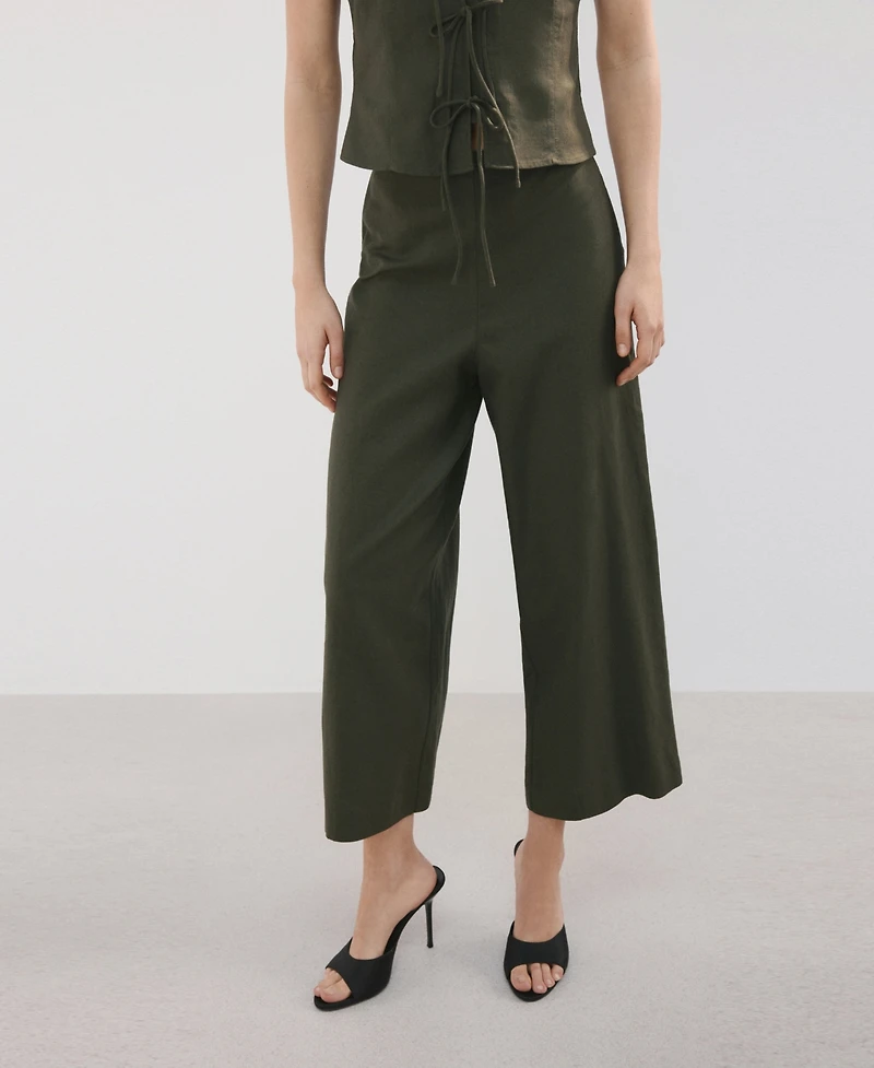 Mango Women's Straight Linen-Blend Pants
