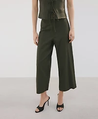Mango Women's Straight Linen-Blend Pants