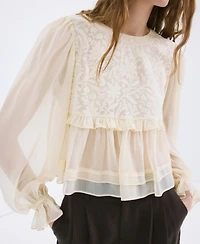 Mango Women's Lace Contrast Blouse
