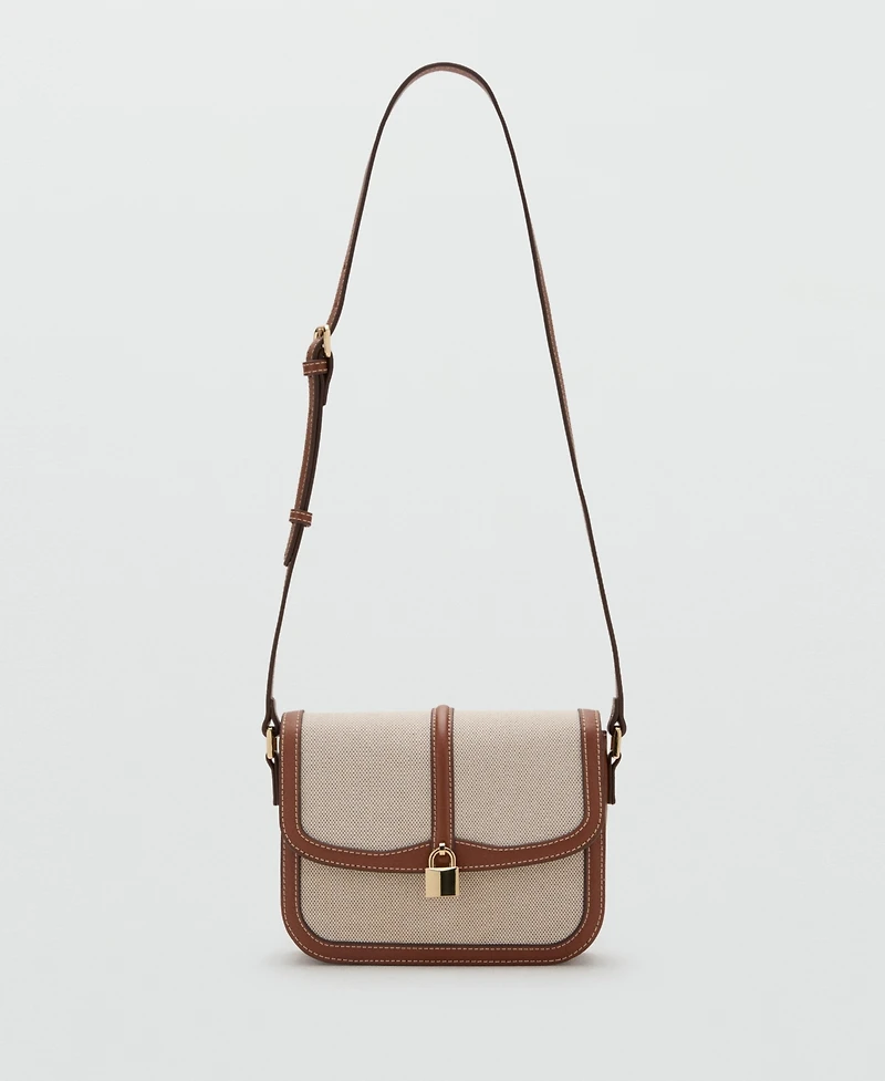 Mango Women's Contrasting Canvas Shoulder Bag