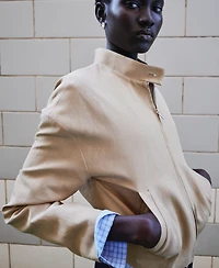 Mango Women's Band Collar Linen Jacket