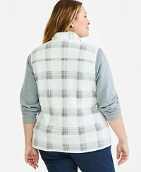 Style & Co Plus Plaid Fleece Zip-Front Vest, Macy's Exclusive