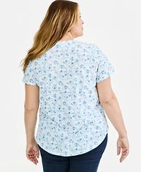 Style & Co Plus Vine Flora Floral Crewneck T-Shirt, Macy's Exclusive