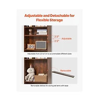 Sugift 5 Tier Narrow Bookshelf 53 in Wooden Open with Adjustable Shelves