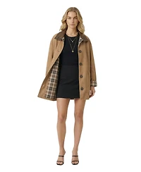 Modenaire Women's Reversible Plaid Solid-Side Jacket
