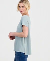 Style & Co Petite Short-Sleeve Boat Neck Top, Macy's Exclusive