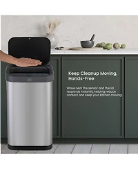 Home Zone Living Gallon Sensor Kitchen Trash Can with Motion Sensor Lid and Touch Controls, Stainless Steel