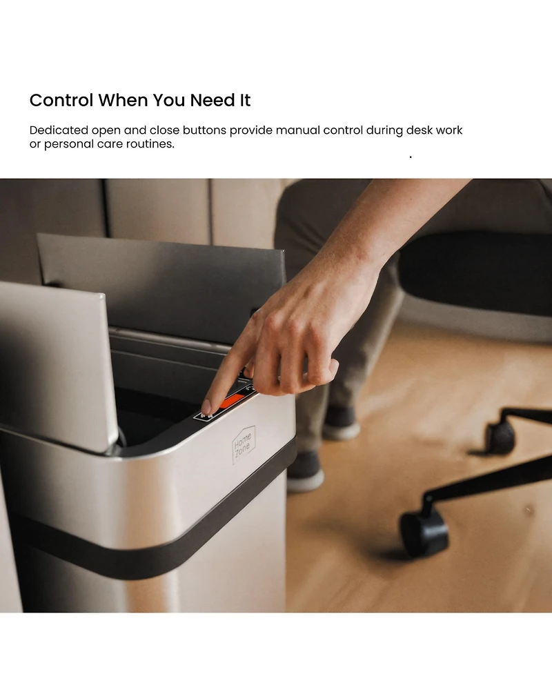 Home Zone Living 2 Gallon Slim Sensor Trash Can with Butterfly Lid and Touch Controls, Rectangular Stainless Steel, Silver