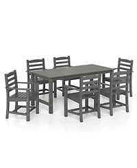 Gymax 7 Pcs Outdoor Dining Table Set for 6 People Rectangle and Armchairs