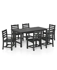 Gymax 7 Pcs Outdoor Dining Table Set for 6 People Rectangle and Armchairs