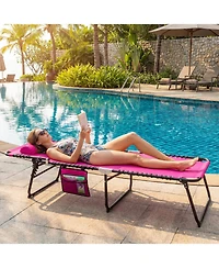Gymax Folding Chaise Lounge Chair w/Comfortable Headrest Easy Folding Design for Lawn