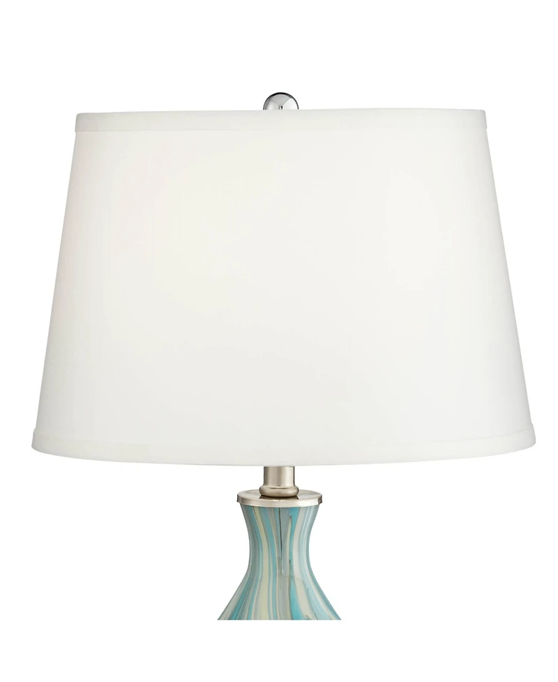 360 Lighting Cirrus Modern Accent Table Lamp with Square Marble Riser High Drum Shade for Bedroom Living Room Office House Home