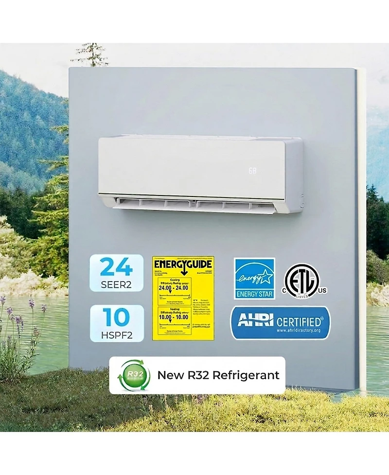 Vebreda Energy Star Certified 12000 Btu 24 Seer2 115V Mini Split Heat Pump Heating