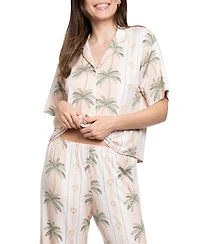 Linea Donatella Women's Notch Collar Shirt & Crop Pants, 2-Piece Set