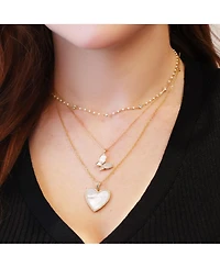 The Lovery Large Mother of Pearl Cz Halo Heart Necklace 14K Gold-Plated Sterling Silver