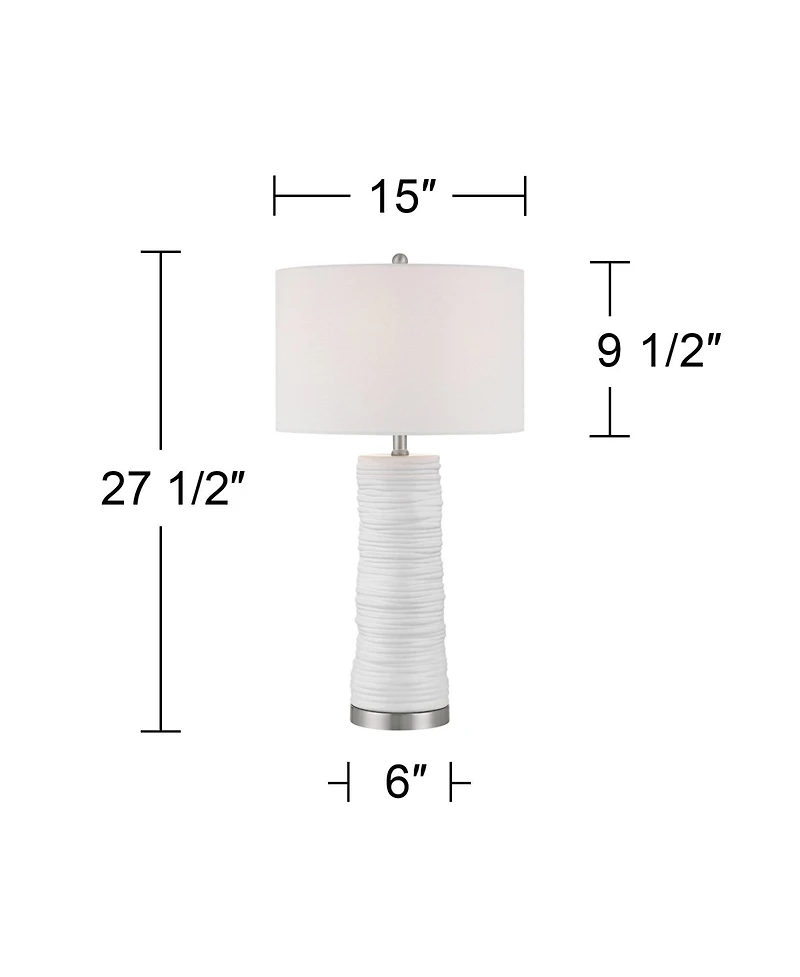 360 Lighting Contours High Modern White Ceramic Table Lamp with Dimmer