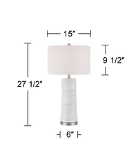 360 Lighting Contours High Modern White Ceramic Table Lamp with Dimmer