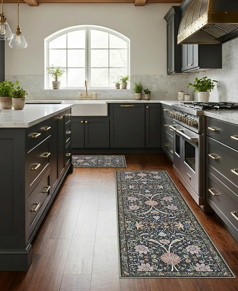 Hunter Abrabella Washable Non-Slip Printed Chenille Runner Rug